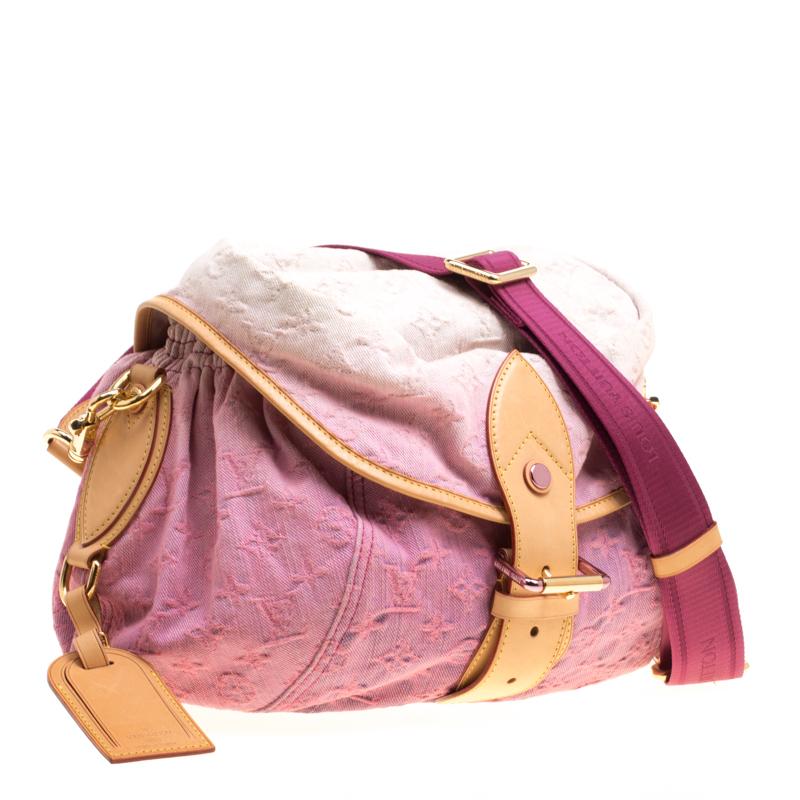 Beige Louis Vuitton Rose Monogram Denim Limited Edition Sunshine Bag