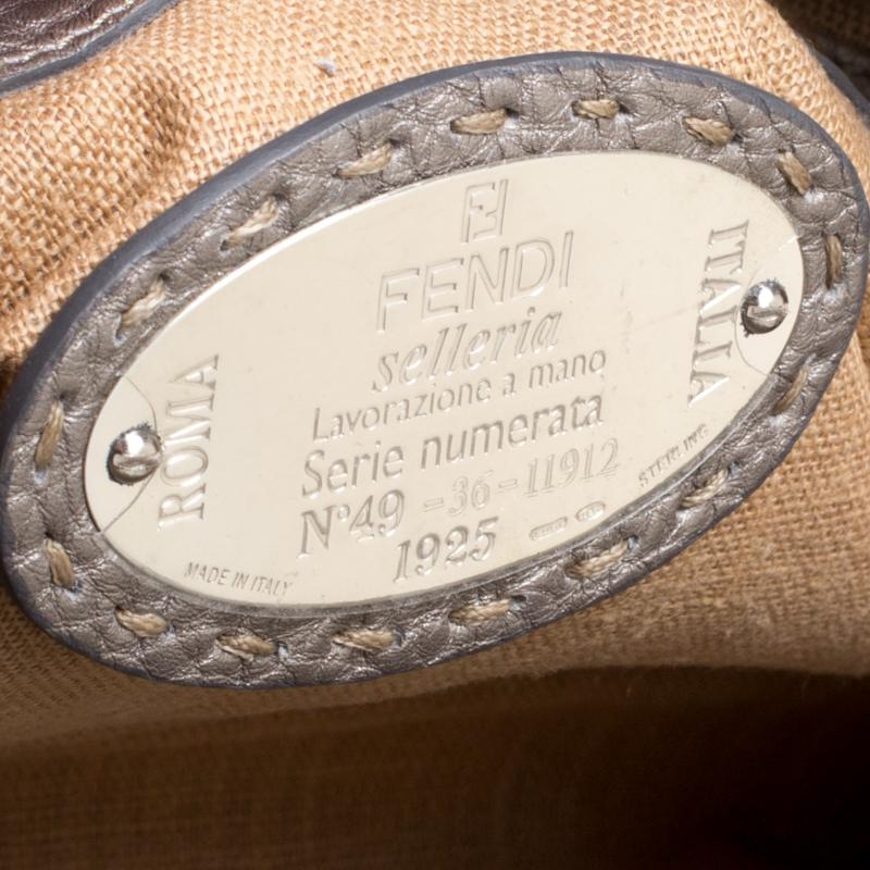 Fendi Grey Selleria Leather Linda Satchel 3