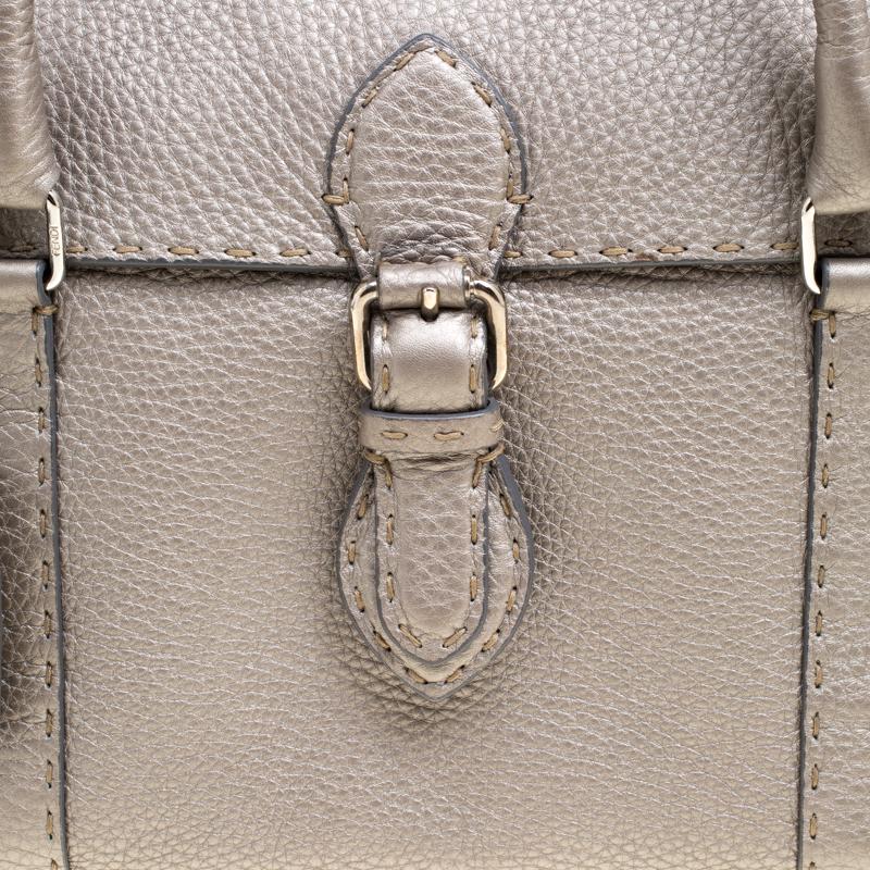Fendi Grey Selleria Leather Linda Satchel 7