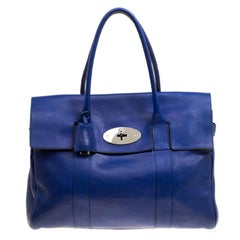 Used Mulberry Dark Blue Leather Bayswater Satchel