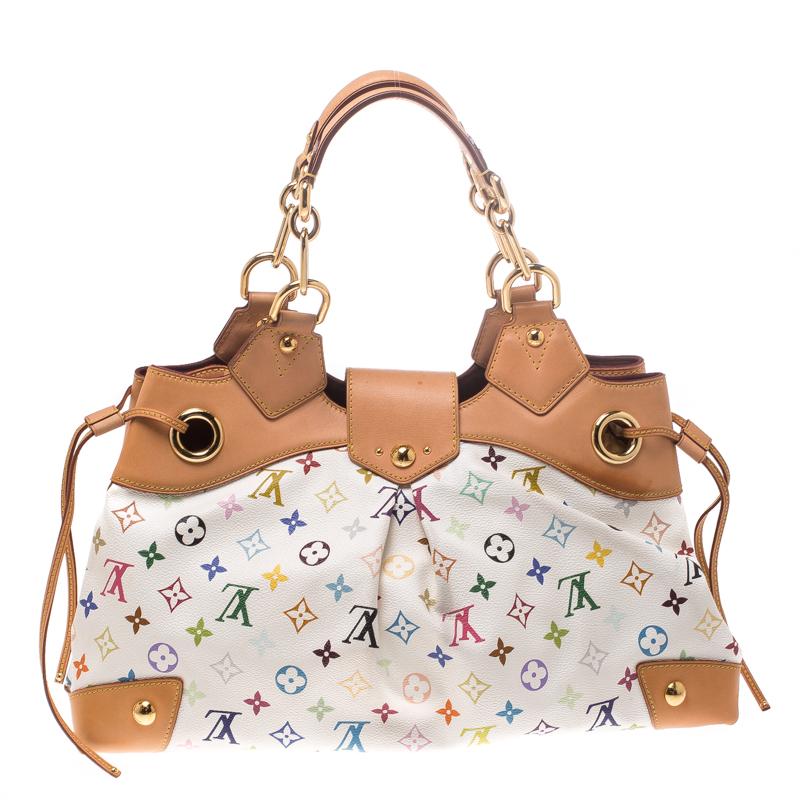 It is every woman's dream to own a Louis Vuitton handbag as appealing as this one. Crafted from their signature multicolor monogram canvas, this bag features dual handles and a front flap with push lock closure. While the string detail on the sides
