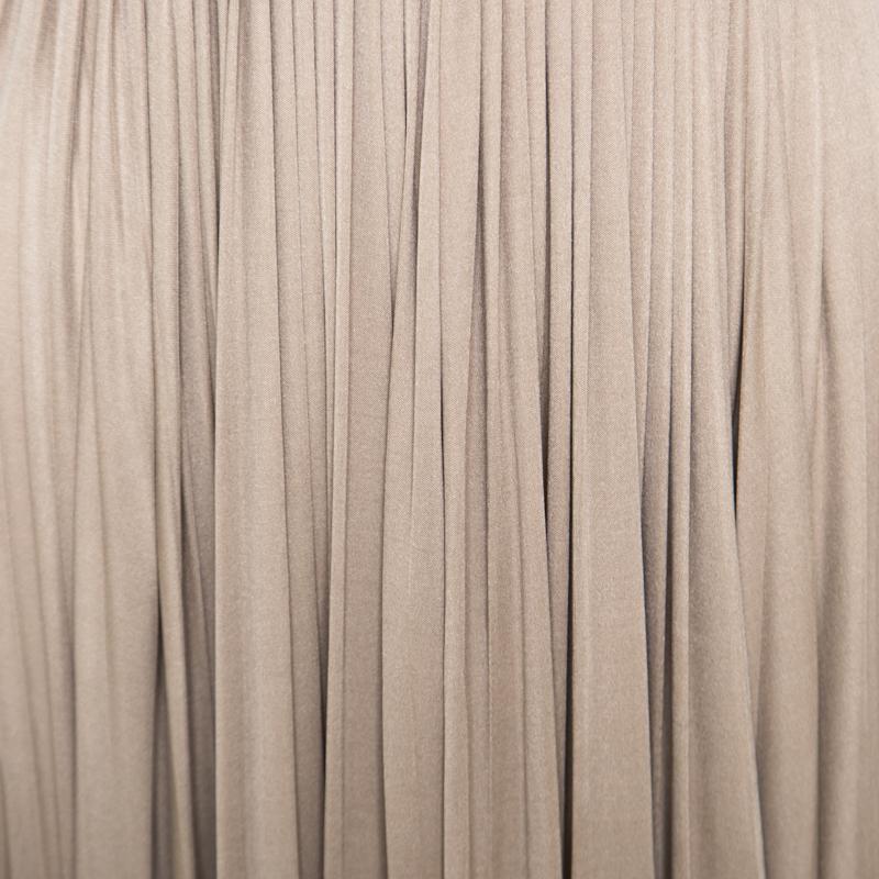 Valentino Beige Cutout Back Detail Pleated Silk Dress S 3