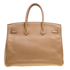 Hermes Kraft Clemence Leather Palladium Hardware Birkin 35 Bag