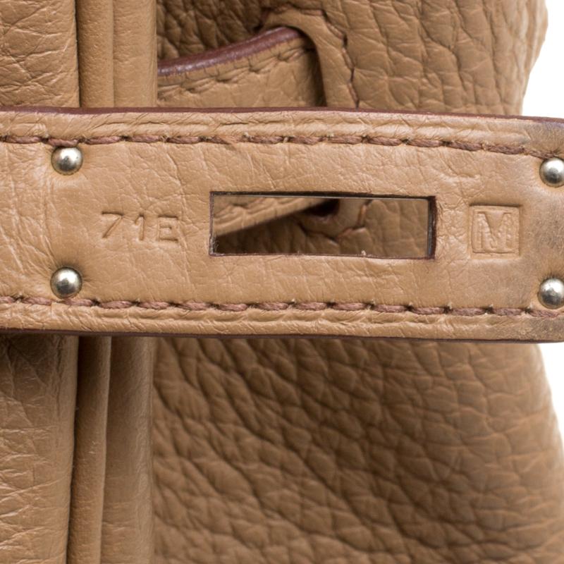 Women's Hermes Kraft Clemence Leather Palladium Hardware Birkin 35 Bag