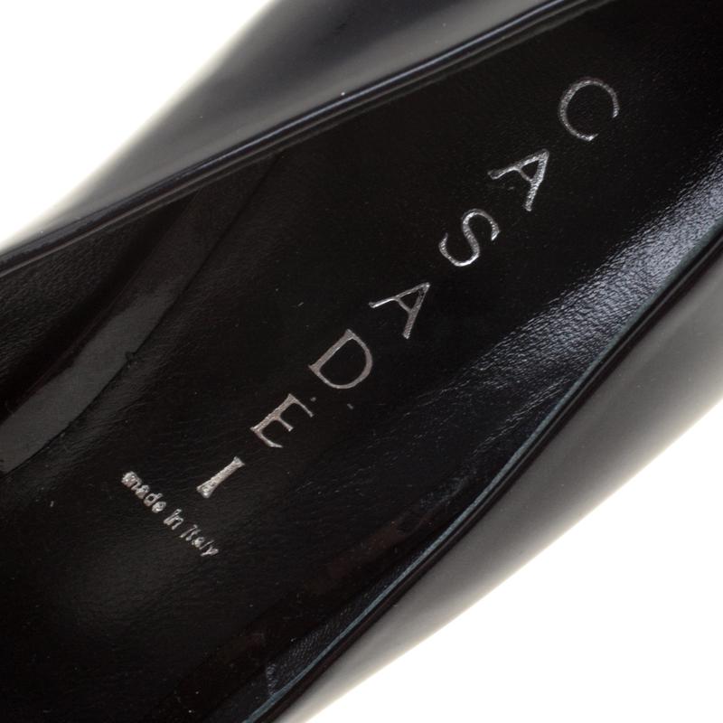 Casadei Black Patent Leather Mosaic Mirror Heel Peep Toe Platform Pumps Size 40 1