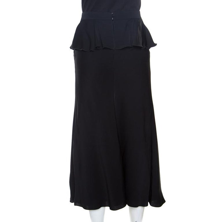 Alexander McQueen Black Ruffled Midi Skirt L For Sale at 1stDibs