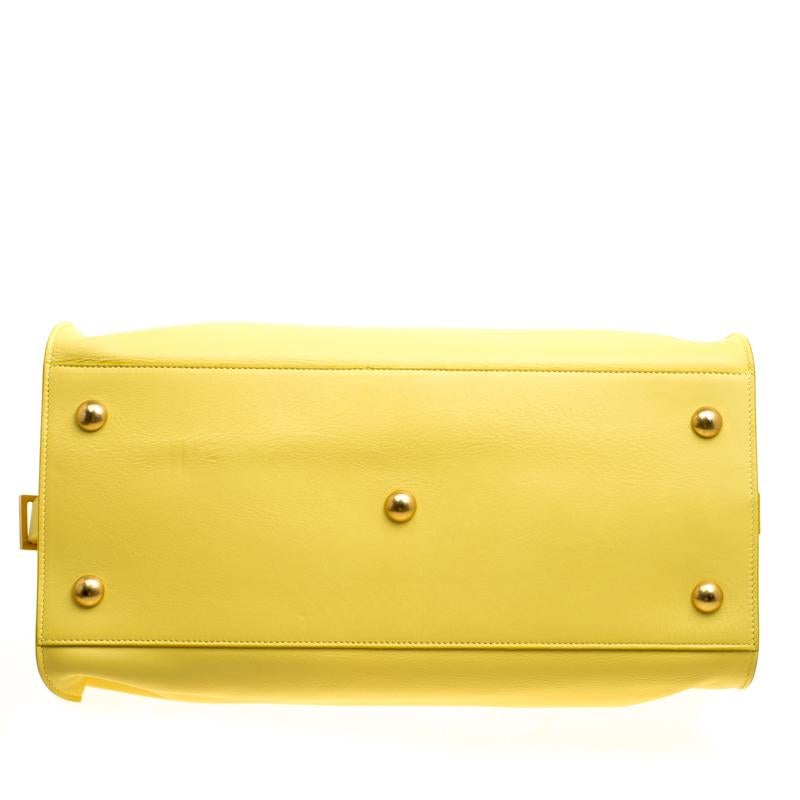 Women's Saint Laurent Yellow Leather Medium Cabas Chyc Tote