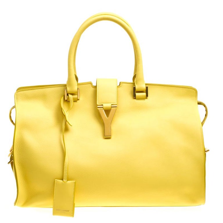 Saint Laurent Yellow Leather Medium Cabas Chyc Tote For Sale at 1stDibs