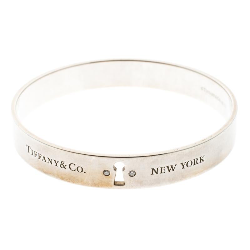 Tiffany & Co. Tiffany Locks Diamond & Silver Bangle Bracelet 18cm 1