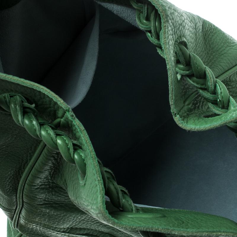 Bottega Veneta Green Leather Braided Handle Hobo 1