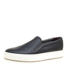 Brunello Cucinelli Black Leather Slip On Sneakers Size 40