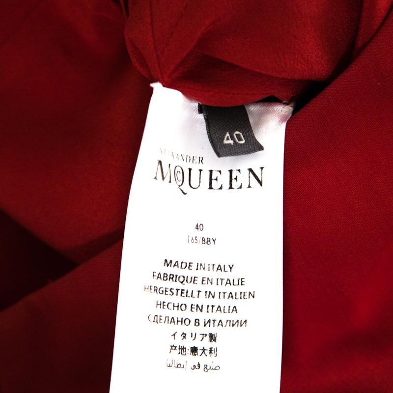 Alexander McQueen Red Pleat Detail Scuba Babydoll Dress S 1