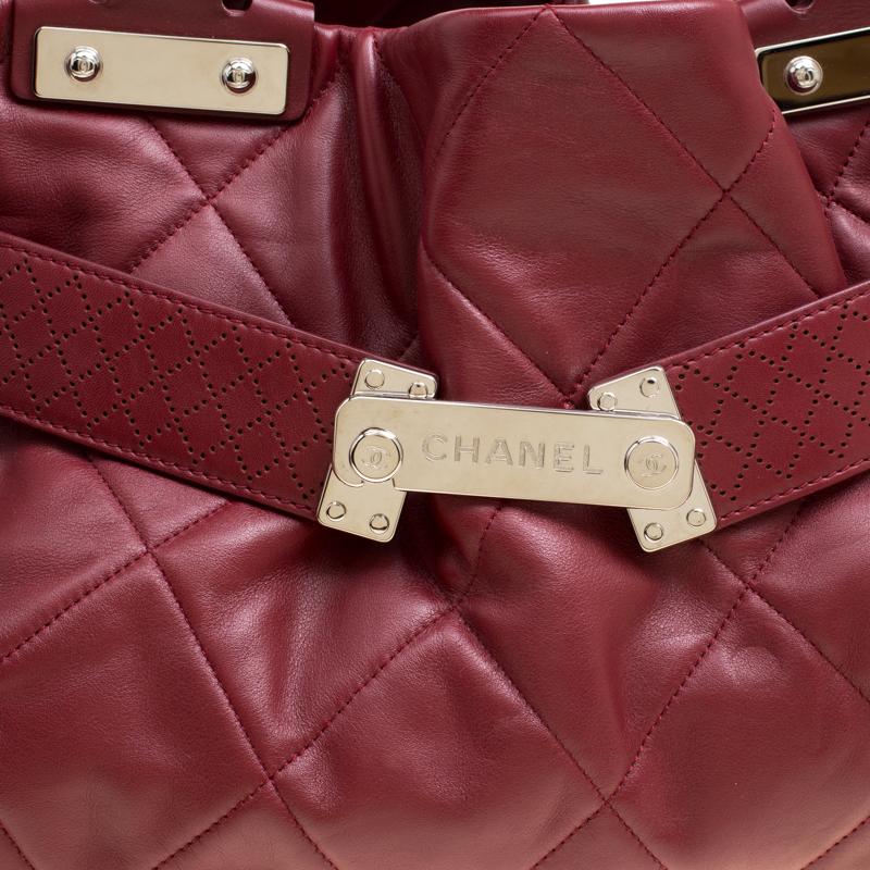 Chanel Red Quilted Leather Tote 3