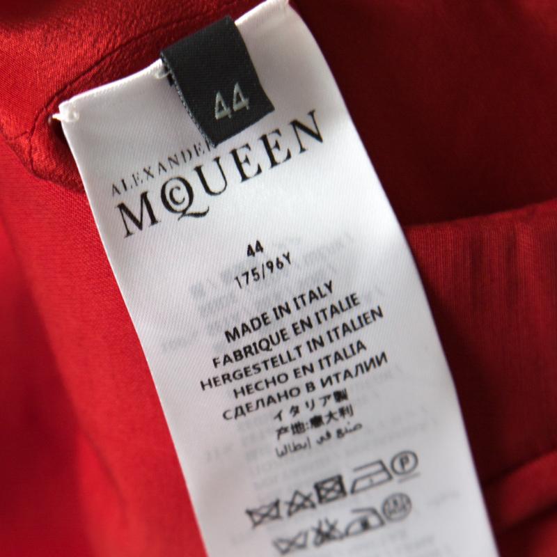 Alexander McQueen Red Pleat Detail Scuba Babydoll Dress M 2