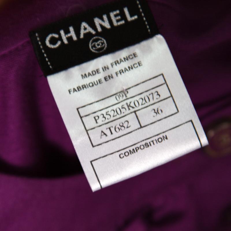 Chanel Purple Cotton Jersey Ruffled Yoke Detail Sleeveless Top S 2