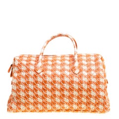 Bottega Veneta Orange/White Printed Intrecciato Leather Satchel