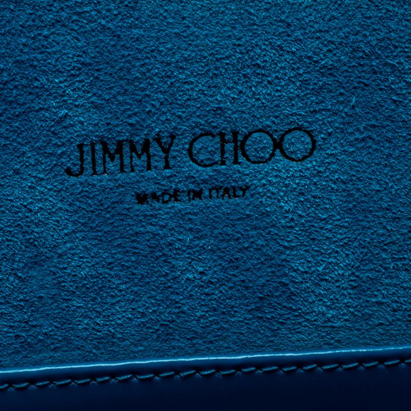 Jimmy Choo Blue Leather Lockett Envelope Clutch 1