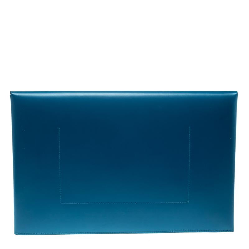 Jimmy Choo Blue Leather Lockett Envelope Clutch 4