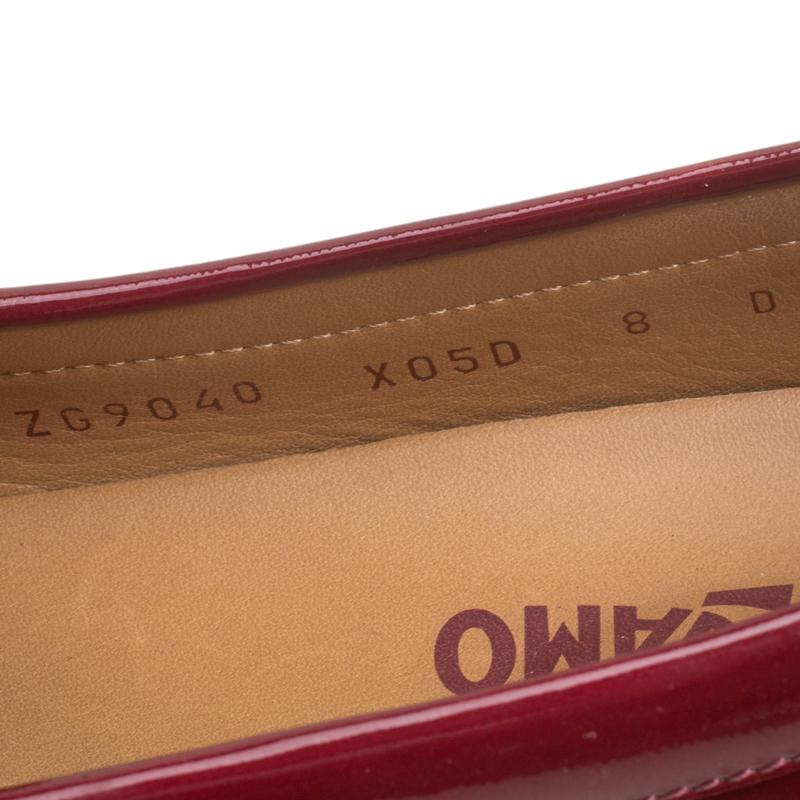 Women's Salvatore Ferragamo Cherry Red Patent Leather Mason Gancio Bit Loafers Size 38.5