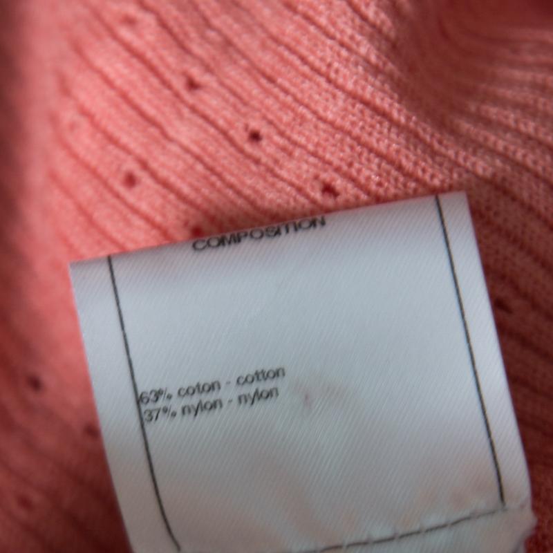 Women's Chanel Peach Perforated Rib Knit Logo Applique Detail Sleeveless Tank Top M