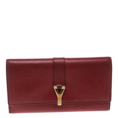 Saint Laurent Red Leather Y Line Continental Wallet