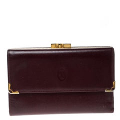 Cartier Burgundy Leather Must De Trifold Wallet