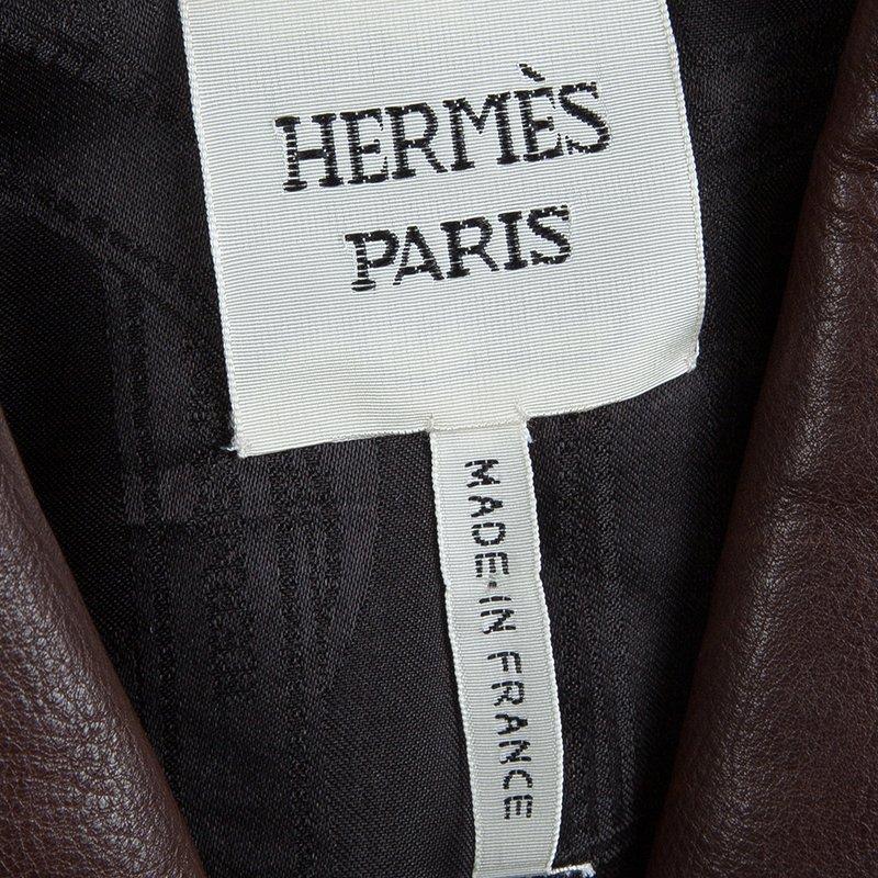 Hermes Dark Brown Calfskin Buttondown Blazer S 1