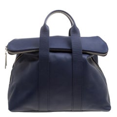 3.1 Phillip Lim Navy Blue Leather Fold Over Tote