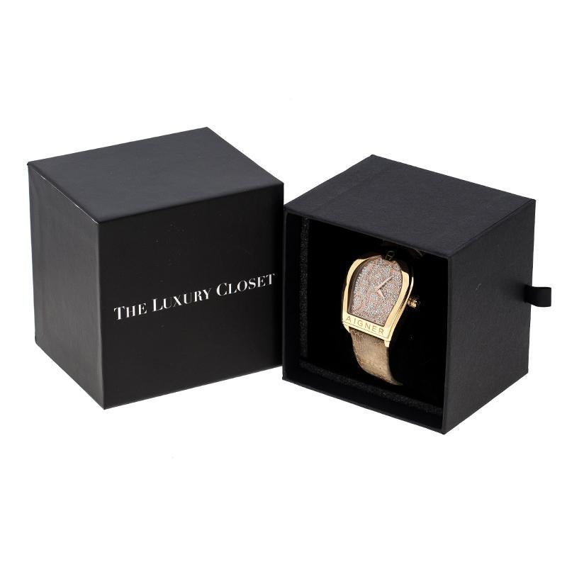 Contemporary Aigner Silver Gold Plated Stainless Steel verona A48000 Women's Wristwatch 39 mm