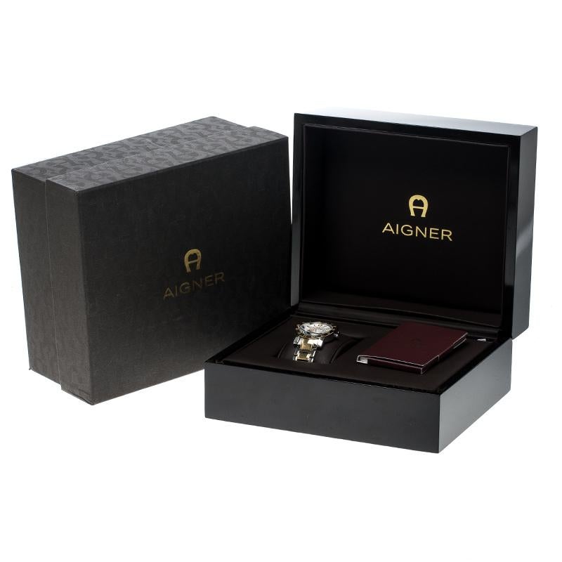 Aigner Silver White Gold-Plated Stainless Steel Cortina A26300 Women's Wristwatc In Good Condition In Dubai, Al Qouz 2