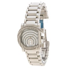 Aigner White Mother of Pearl Stainless Steel and Diamonds Genua Due A31600 Women
