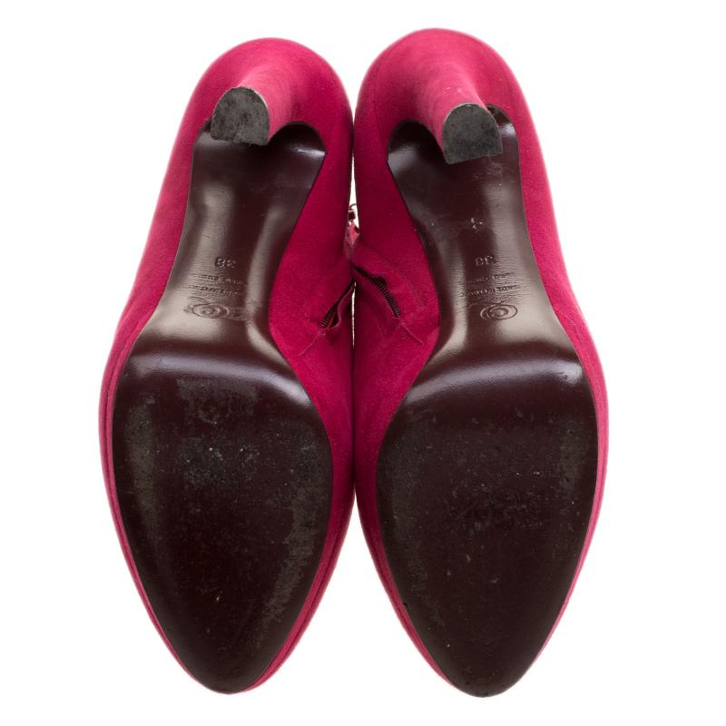 Alexander McQueen Fuschia Suede Platform Ankle Boots Size 38 1