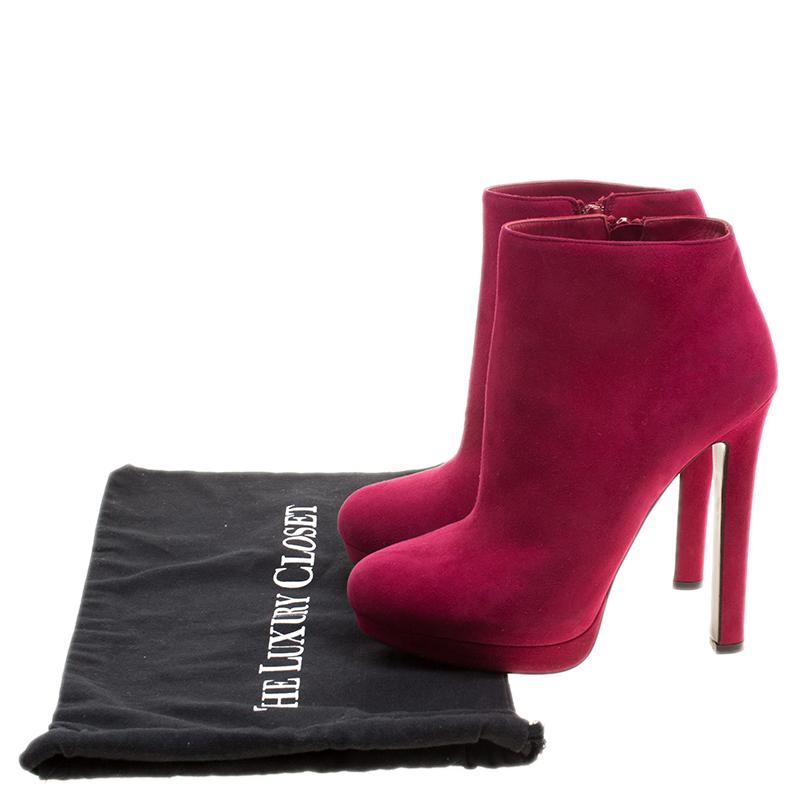 Alexander McQueen Fuschia Suede Platform Ankle Boots Size 38 4