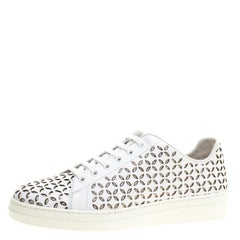 Alaia White Laser Cut Leather Sneakers Size 40