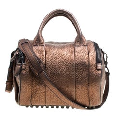 Used Alexander Wang Bronze Textured Leather Rocco Top Handle Bag