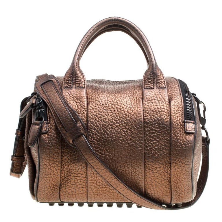 Alexander Bronze Textured Leather Rocco Top Handle Bag For Alexander Bronze Textured Leather Rocco Top Handle Bag For