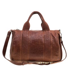 Alexander Wang Brown Pebbled Leather Rocco Duffel Bag