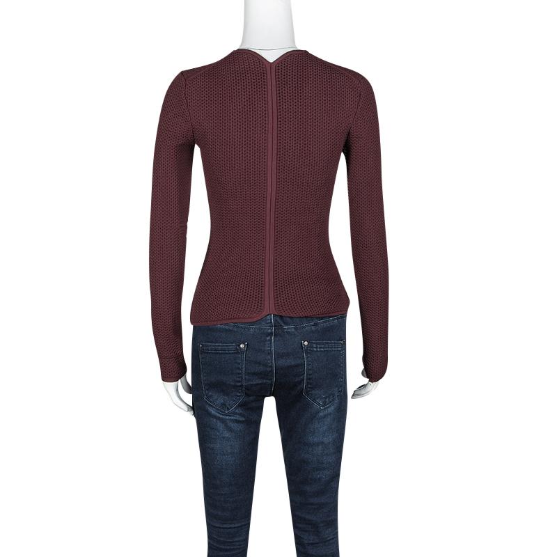 Black Alexander Wang Burgundy Textured Knit Fitted Sweater S