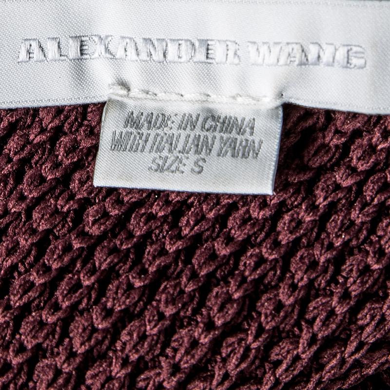 Alexander Wang Burgundy Textured Knit Fitted Sweater S 1