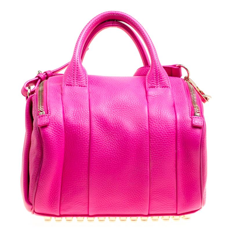 Alexander Wang Pink Leather Rocco Top Handle Bag In Good Condition In Dubai, Al Qouz 2