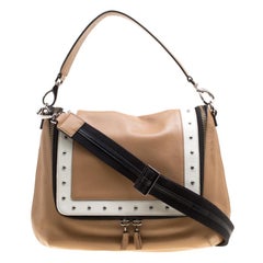 Anya Hindmarch Beige/White Leather Vere Studded Top Handle Bag