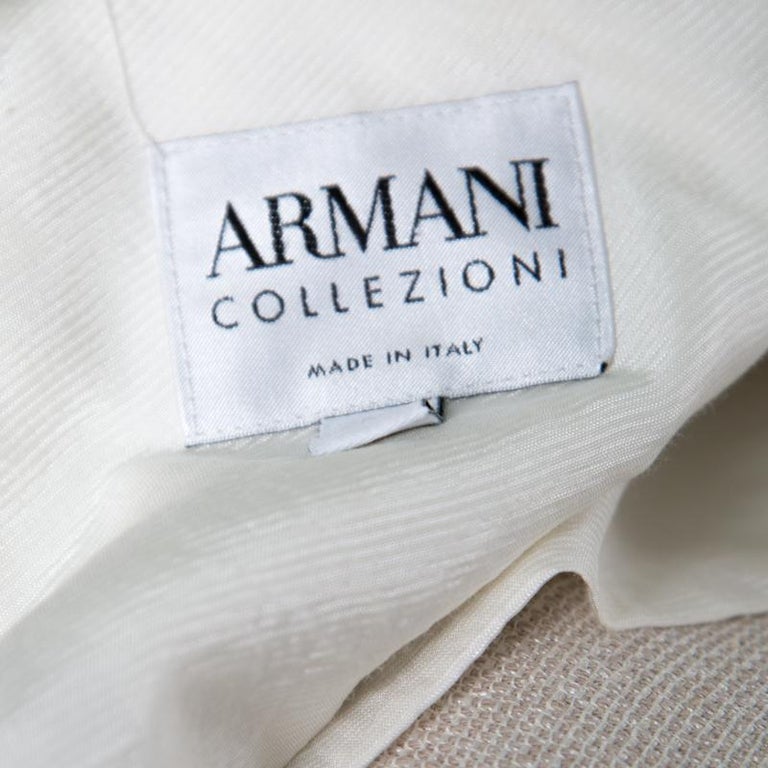 Armani Collezioni Beige Textured Linen Frayed Edge Detail Blazer M For ...