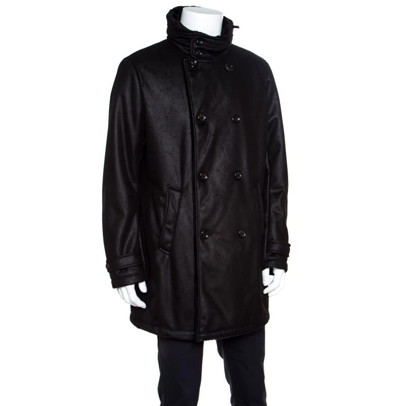 It's time you got a trendy jacket and what better than this one from Armani Collezioni. The jacket is made of faux leather and features a fashionable design. It flaunts a black shade with buttons, a hood and shearling lining.


Includes: The Luxury