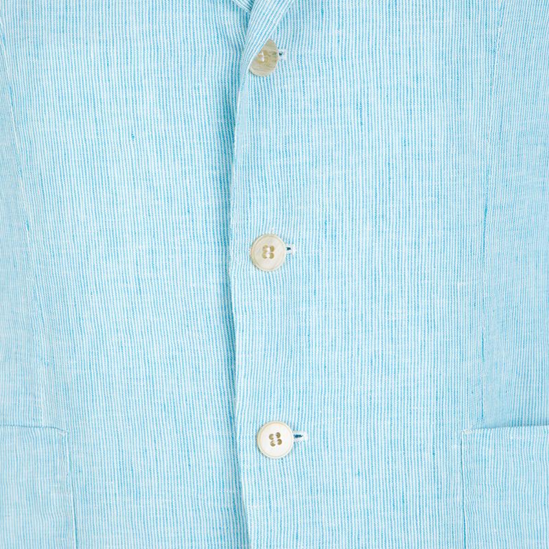 Women's Armani Collezioni Blue Pinstriped Linen Blazer L