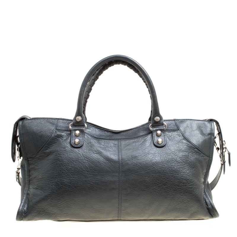 Women's Balenciaga Anthracite Leather RH Part Time Top Handle Bag