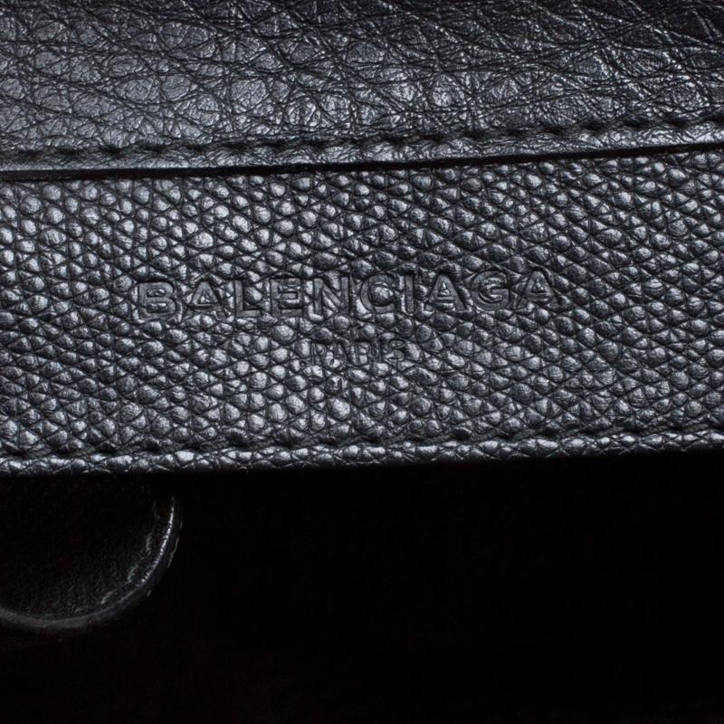 Women's Balenciaga Black Leather Papier A6 Zip Top Handle Bag