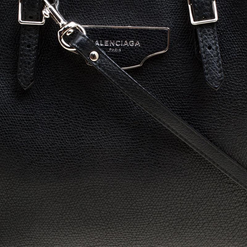 Balenciaga Black Leather Papier A6 Zip Top Handle Bag 2