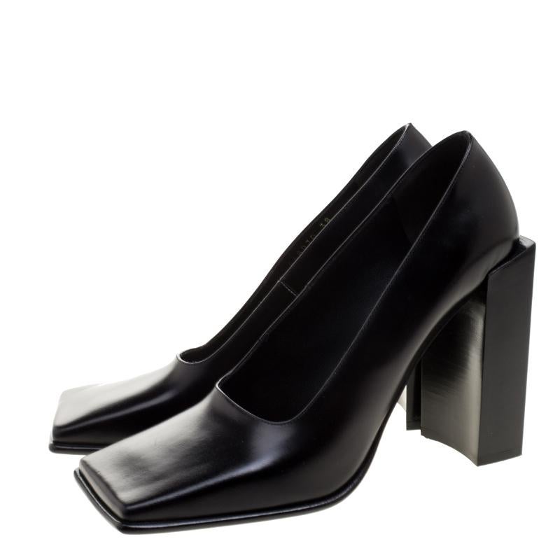 Balenciaga Black Leather Quadro Square Toe Block Heel Pumps Size 38 at  1stDibs | balenciaga quadro boots, balenciaga square toe heels, balenciaga  heels square