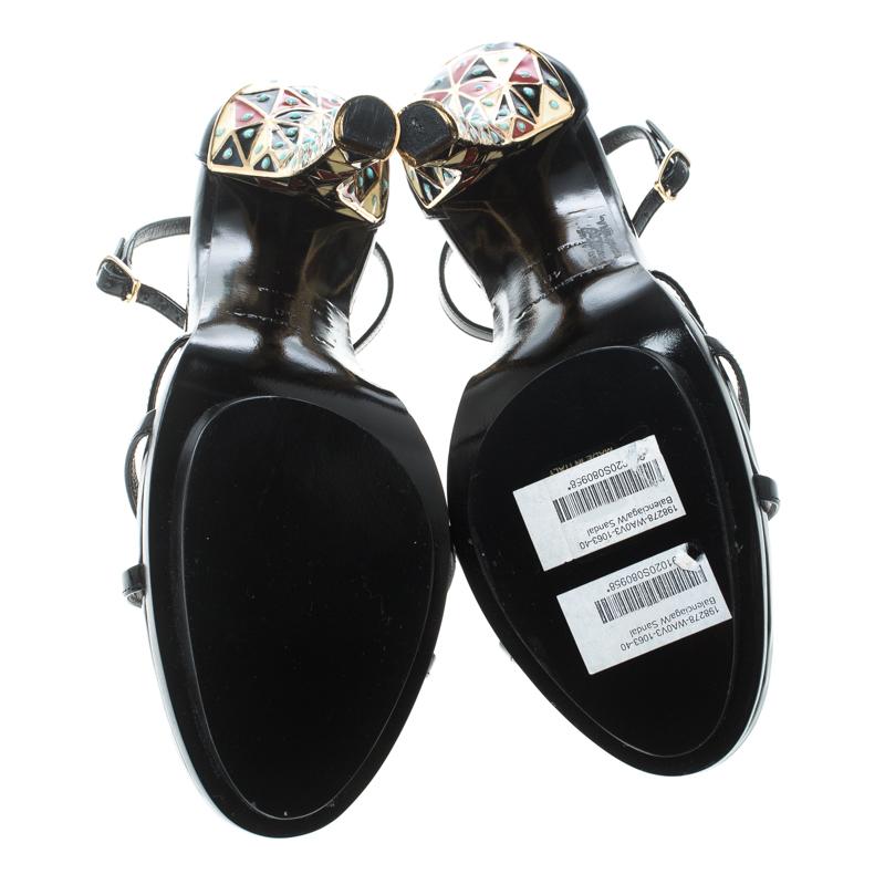 Balenciaga Black Patent Leather Ankle Strap Sandals Size 40 2