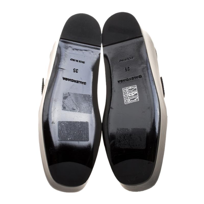 Balenciaga Black Patent Leather Monk Strap Platform Loafers Size 35 2